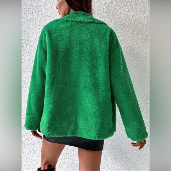 SHEIN Green Faux Fur Jacket for Women - Picture 2 of 6